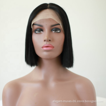 Wholesale fast shipping heat resistant short bob straight natural black synthetic hair lace front wigs for women